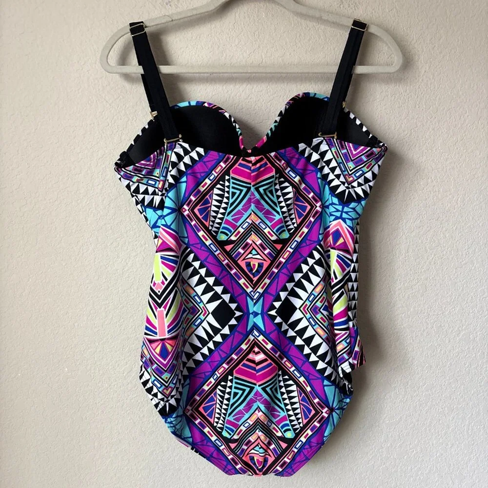 Swimsuits for All 14 Kaleidoscope Geometric Printed One Piece Swimsuit - Picture 6 of 14